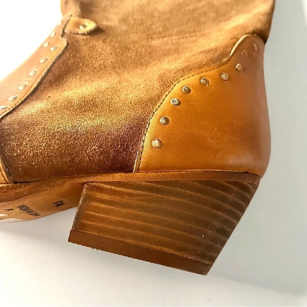 Free People Wayne Fringe Suede Over The‎ Knee Leather Western Boots Brown 6 NIB